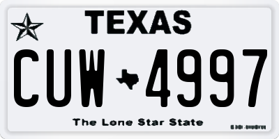 TX license plate CUW4997