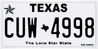 TX license plate CUW4998