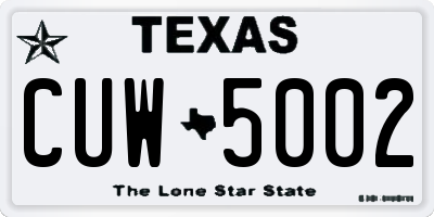 TX license plate CUW5002