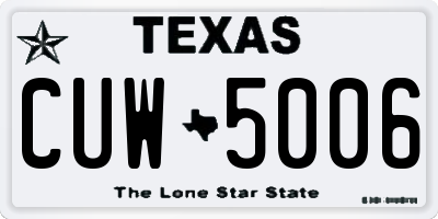 TX license plate CUW5006