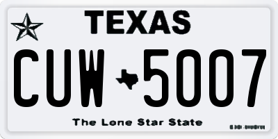 TX license plate CUW5007
