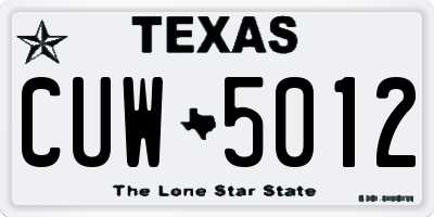 TX license plate CUW5012