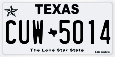 TX license plate CUW5014