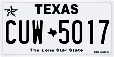 TX license plate CUW5017