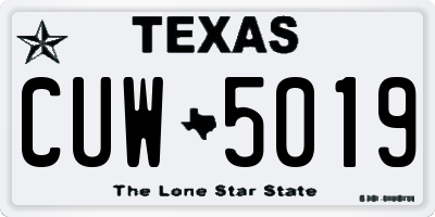 TX license plate CUW5019