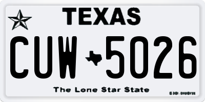 TX license plate CUW5026