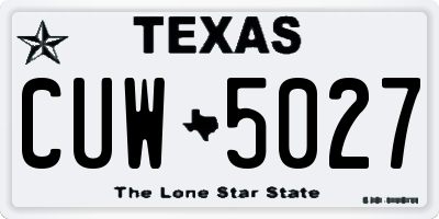 TX license plate CUW5027