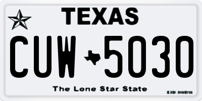 TX license plate CUW5030