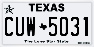 TX license plate CUW5031