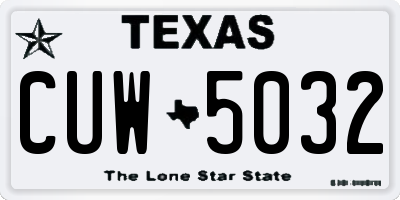 TX license plate CUW5032