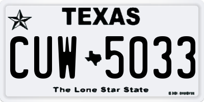 TX license plate CUW5033