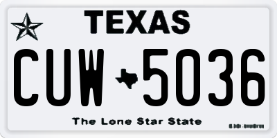 TX license plate CUW5036