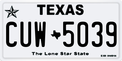 TX license plate CUW5039