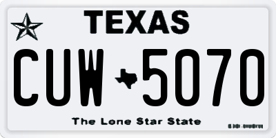 TX license plate CUW5070