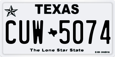 TX license plate CUW5074