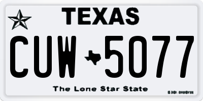 TX license plate CUW5077