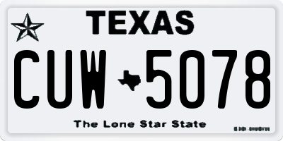 TX license plate CUW5078