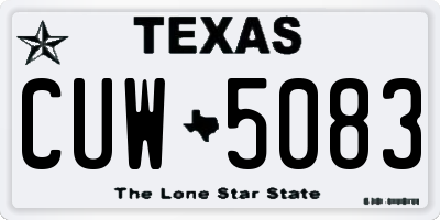 TX license plate CUW5083