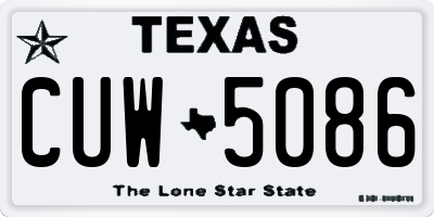 TX license plate CUW5086