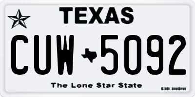 TX license plate CUW5092