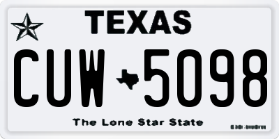 TX license plate CUW5098