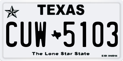 TX license plate CUW5103