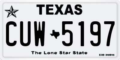 TX license plate CUW5197