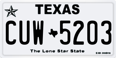 TX license plate CUW5203