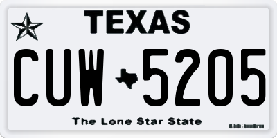 TX license plate CUW5205