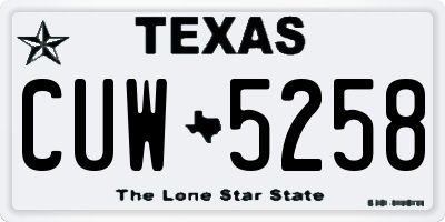 TX license plate CUW5258