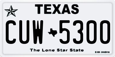 TX license plate CUW5300