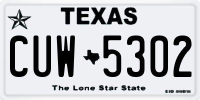 TX license plate CUW5302