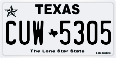 TX license plate CUW5305