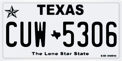 TX license plate CUW5306