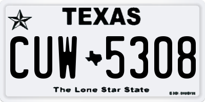 TX license plate CUW5308