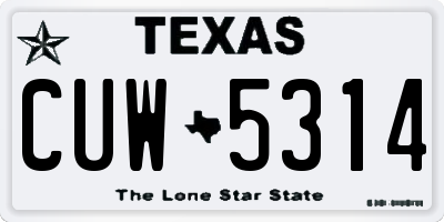 TX license plate CUW5314