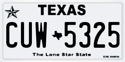 TX license plate CUW5325