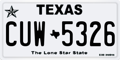 TX license plate CUW5326