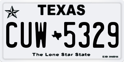 TX license plate CUW5329