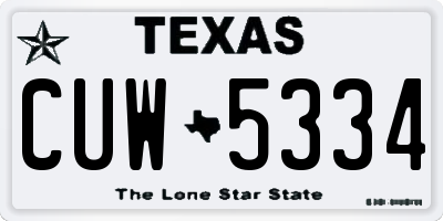 TX license plate CUW5334