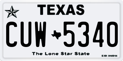 TX license plate CUW5340