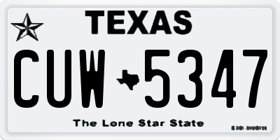 TX license plate CUW5347