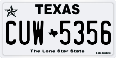 TX license plate CUW5356