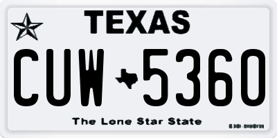 TX license plate CUW5360