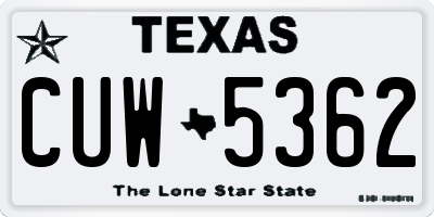 TX license plate CUW5362