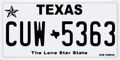 TX license plate CUW5363