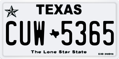 TX license plate CUW5365