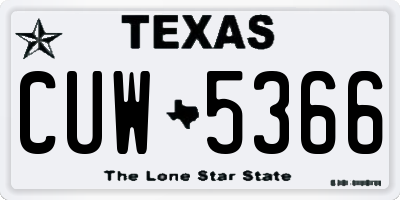 TX license plate CUW5366