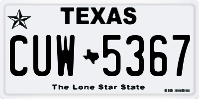 TX license plate CUW5367