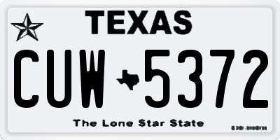 TX license plate CUW5372